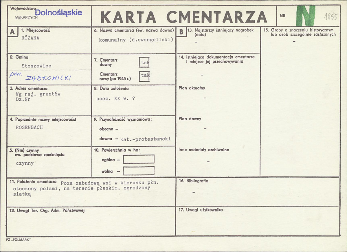 KC - Karta cmentarza, skan nr 1