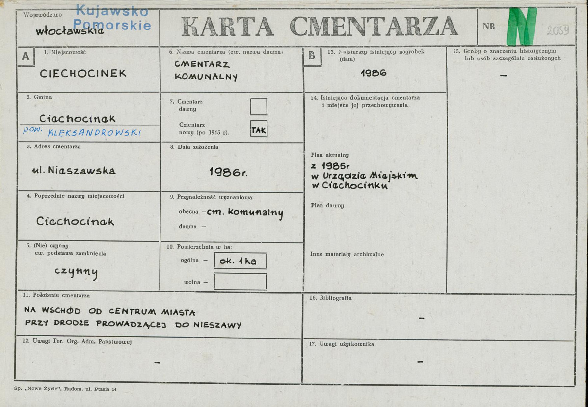 Karta cmentarza, skan nr 1