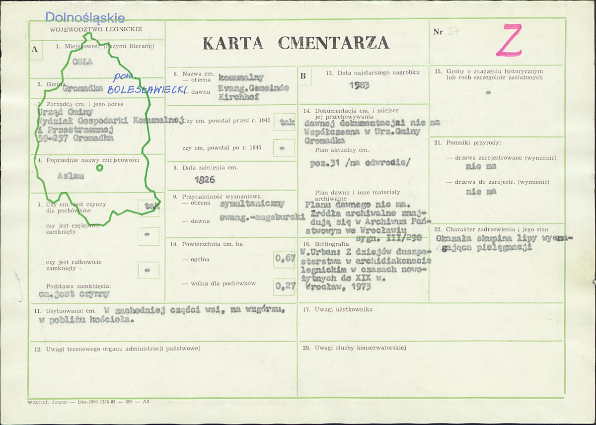 KC - Karta cmentarza, skan nr 1