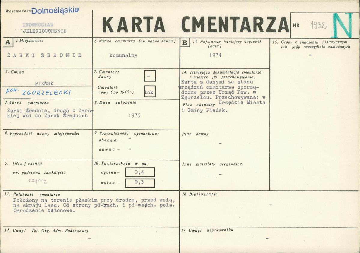 KC - Karta cmentarza, skan nr 1