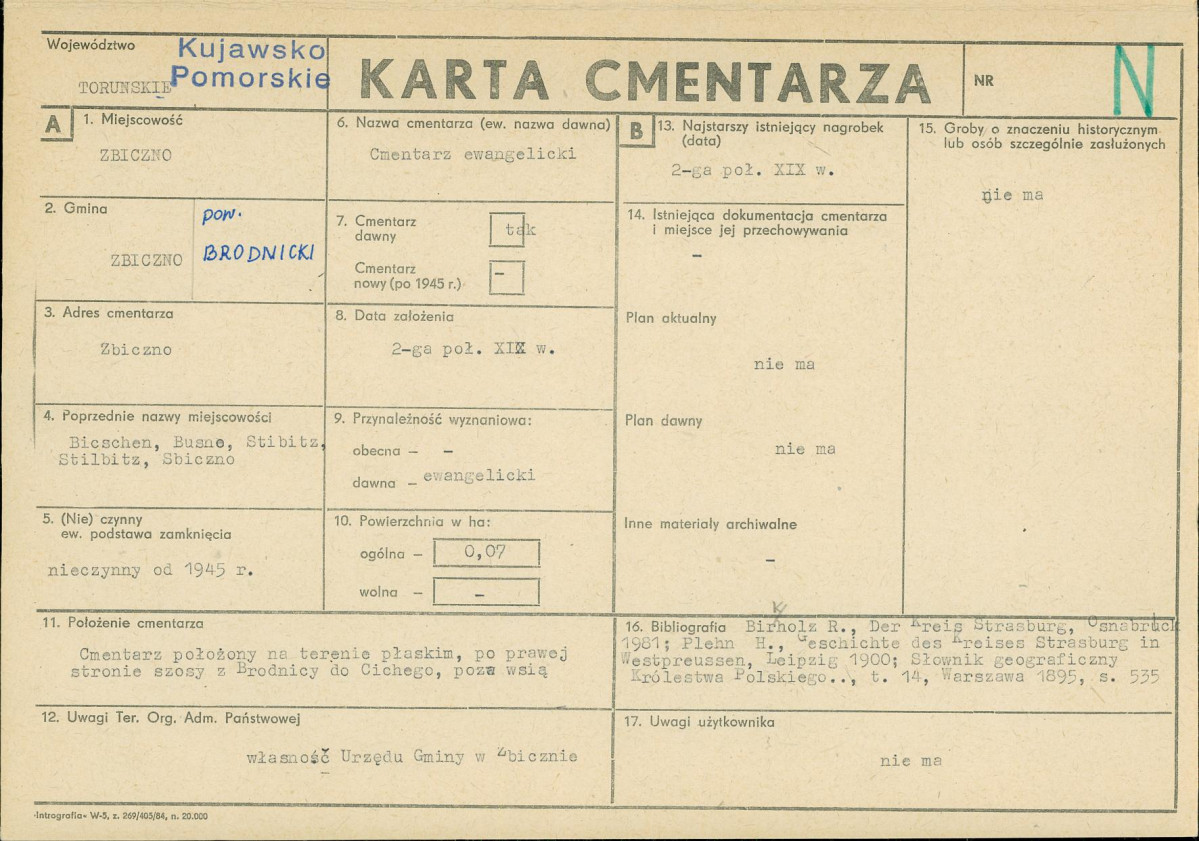 KC - Karta cmentarza, skan nr 1