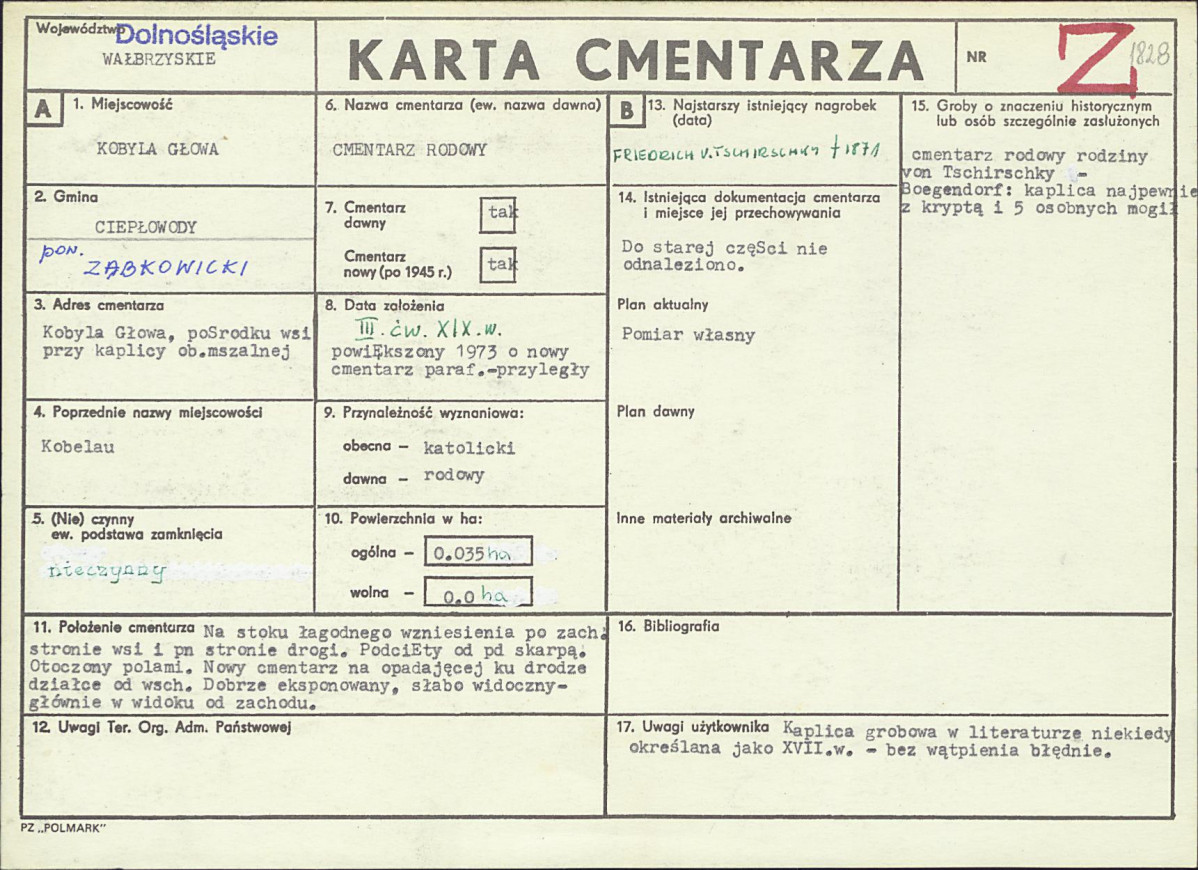 KC - Karta cmentarza, skan nr 1
