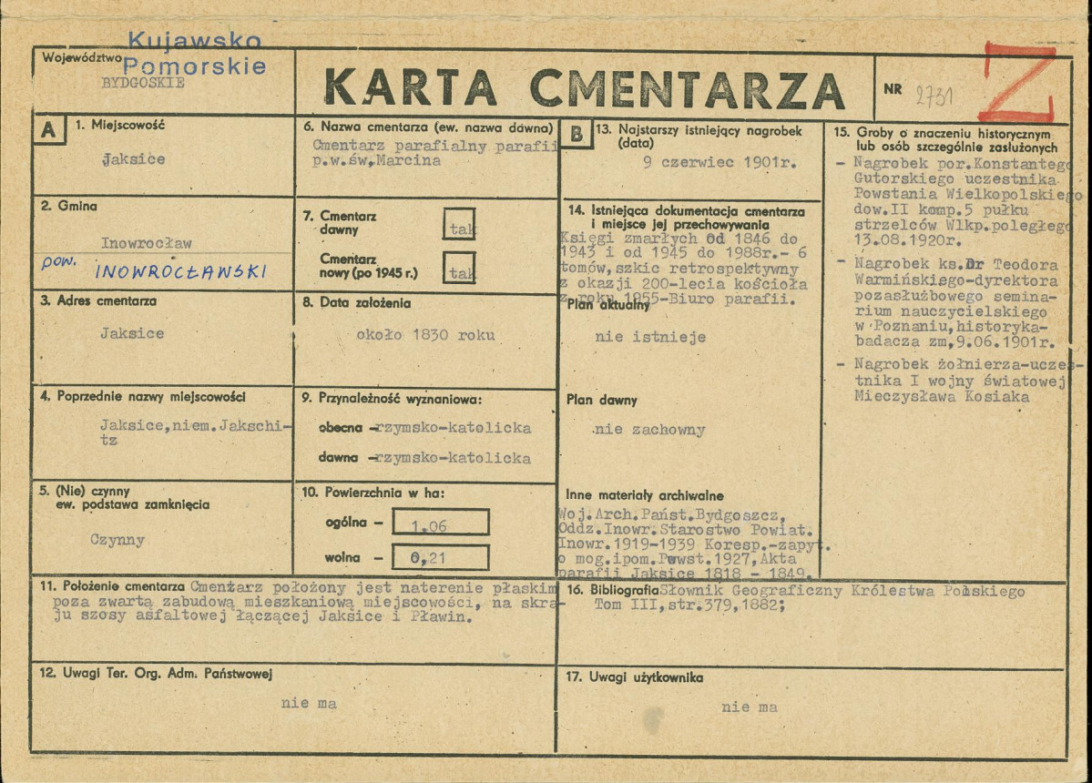 Karta cmentarza, skan nr 1