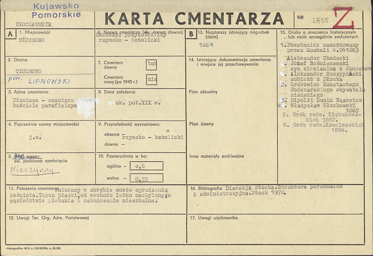 KC - Karta cmentarza, skan nr 1