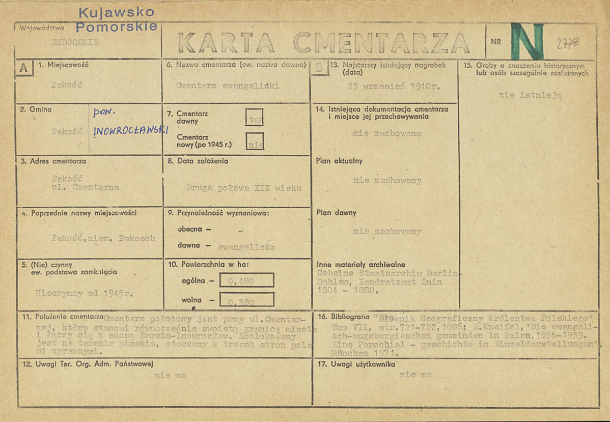 KC - Karta cmentarza, skan nr 1