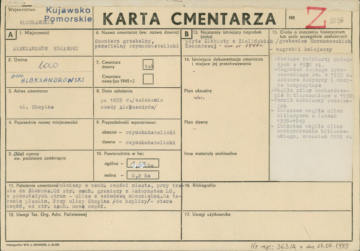 Karta cmentarza, skan nr 1