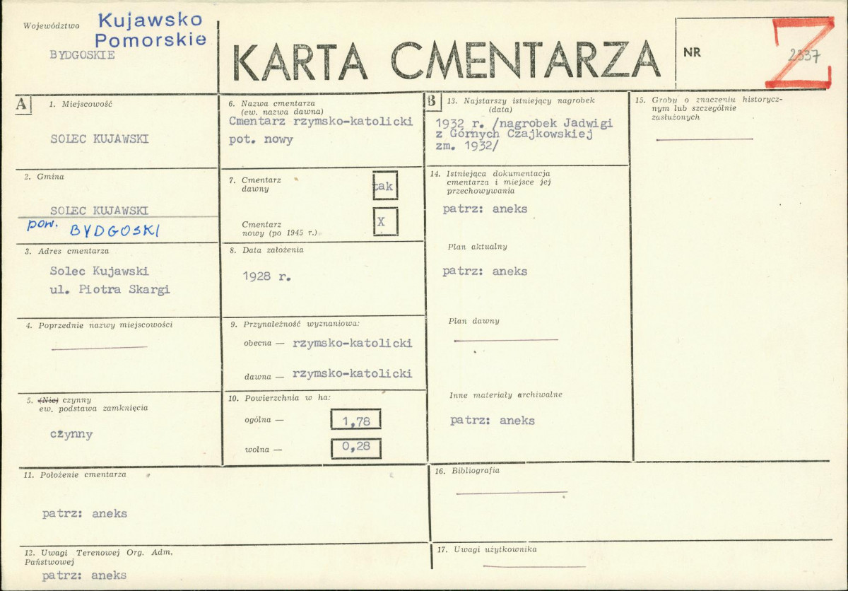 KC - Karta cmentarza, skan nr 1