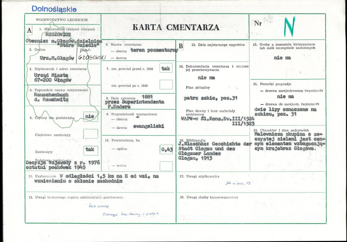 KC - Karta cmentarza, skan nr 1