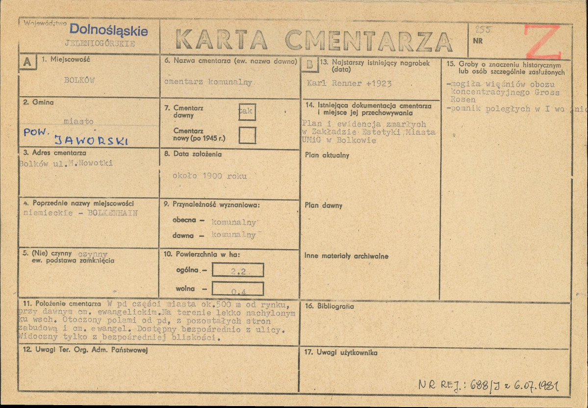 Karta cmentarza, skan nr 1
