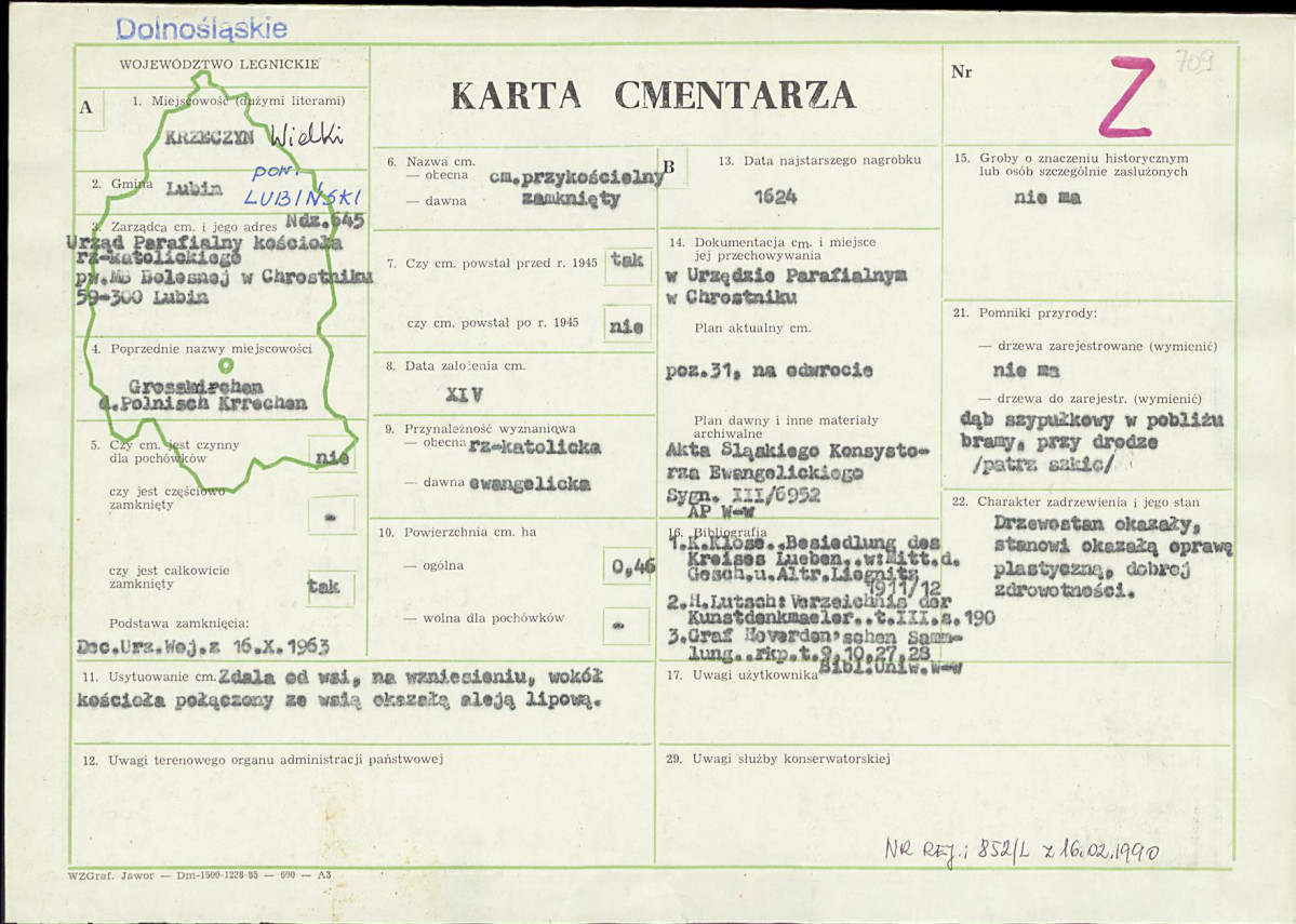 KC - Karta cmentarza, skan nr 1