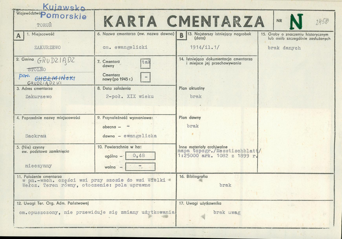 KC - Karta cmentarza, skan nr 1