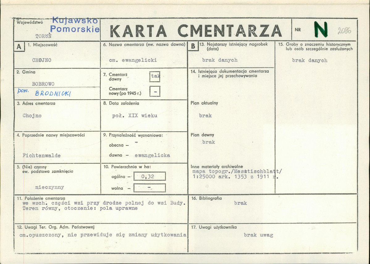KC - Karta cmentarza, skan nr 1