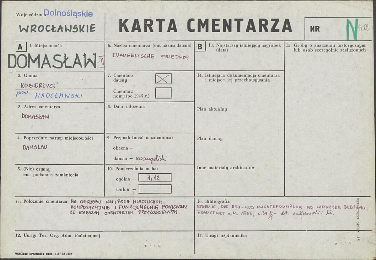KC - Karta cmentarza, skan nr 1