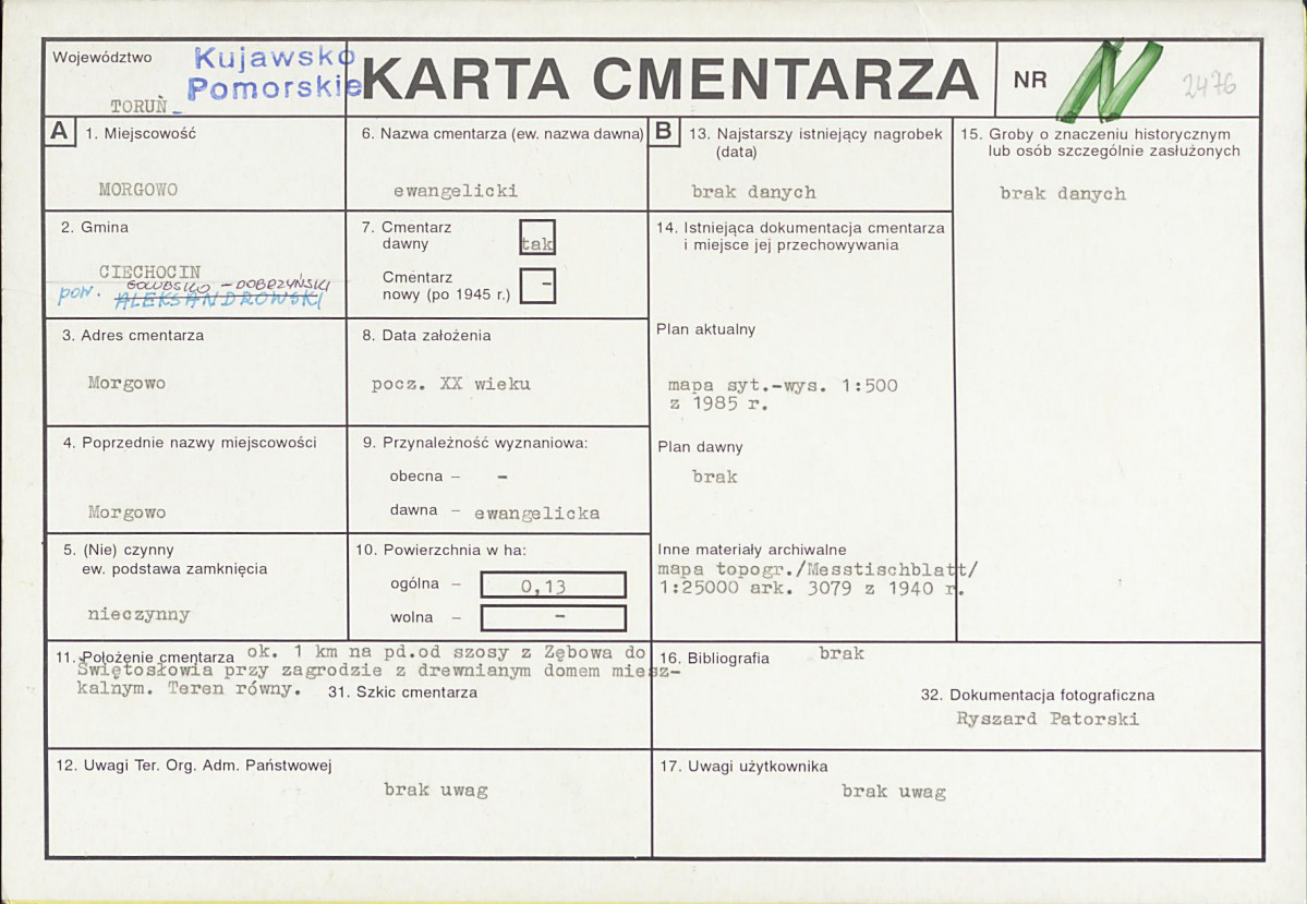 KC - Karta cmentarza, skan nr 1