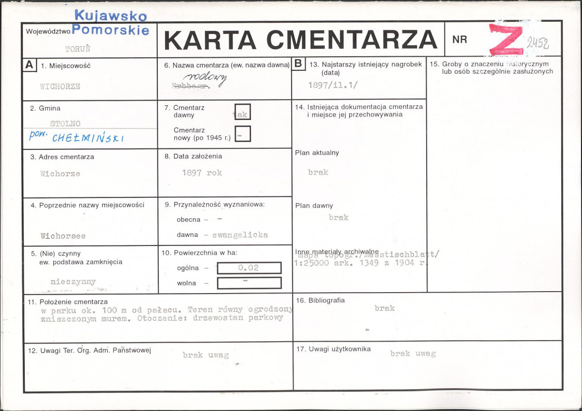 KC - Karta cmentarza, skan nr 1