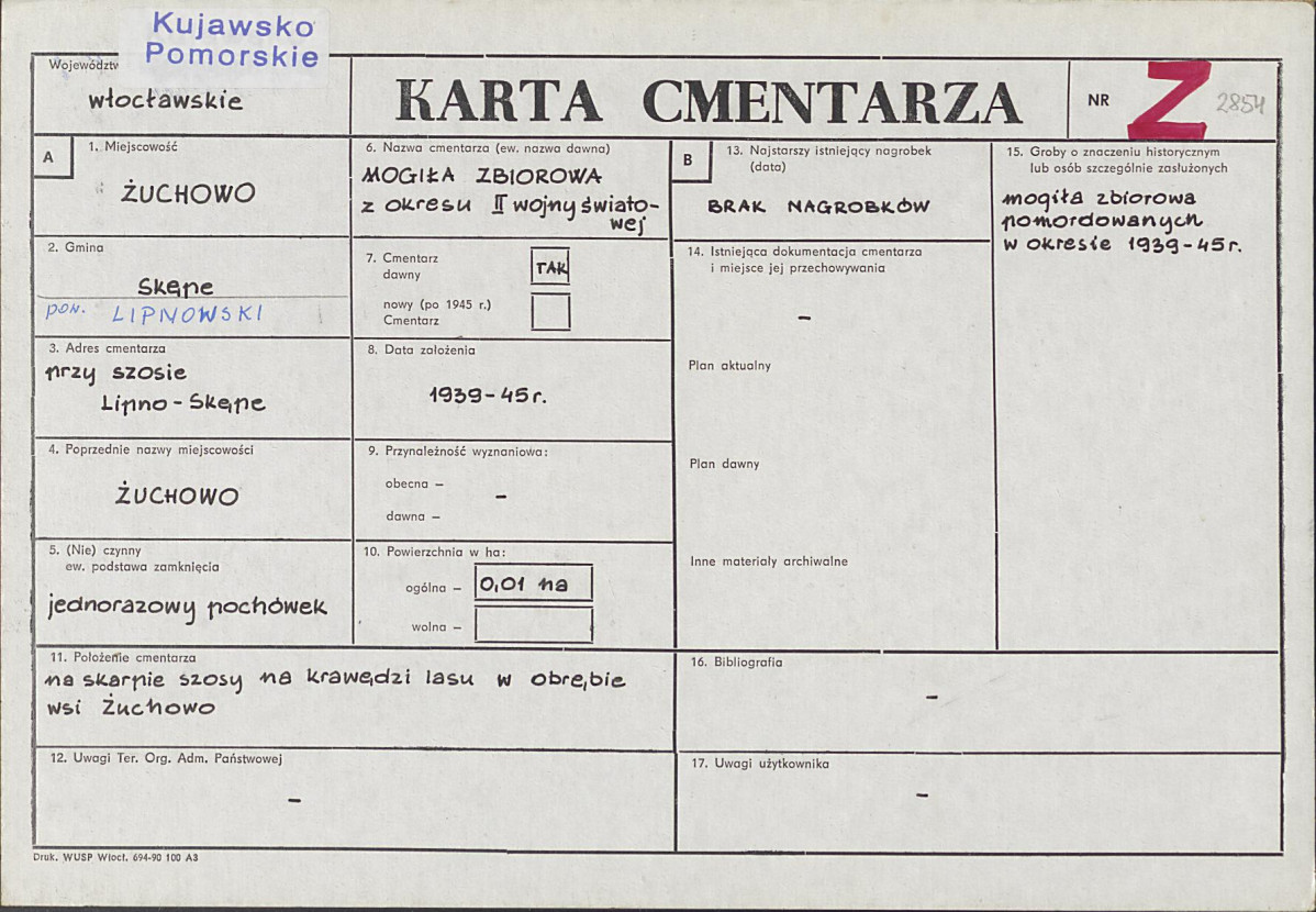 KC - Karta cmentarza, skan nr 1