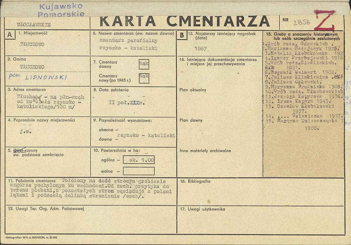 KC - Karta cmentarza, skan nr 1