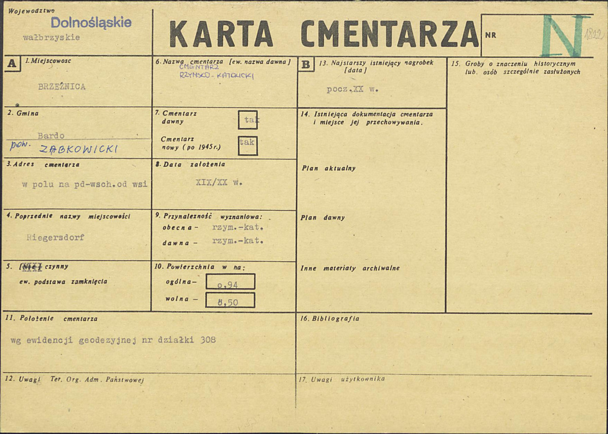 KC - Karta cmentarza, skan nr 1