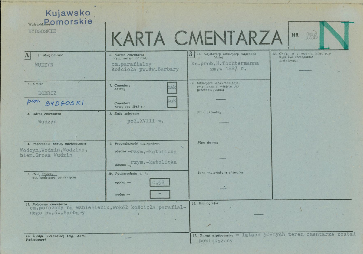 KC - Karta cmentarza, skan nr 1