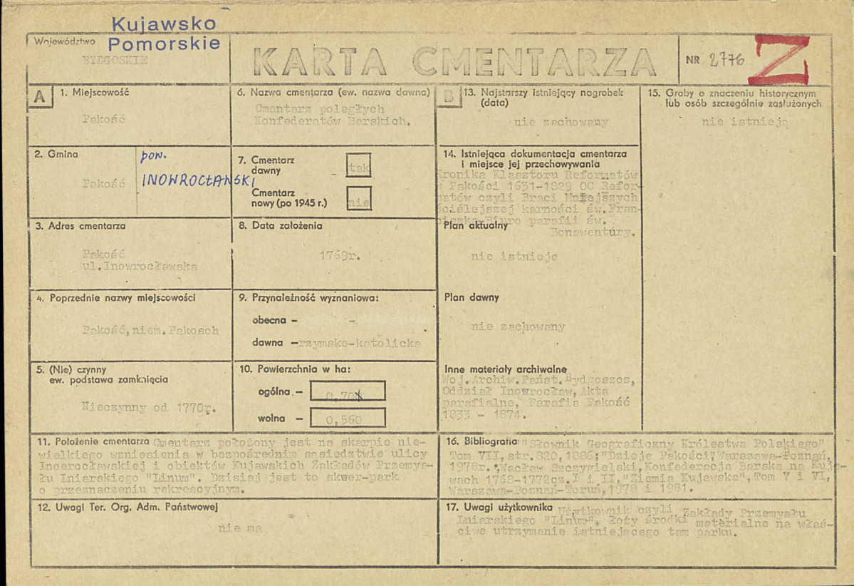 KC - Karta cmentarza, skan nr 1