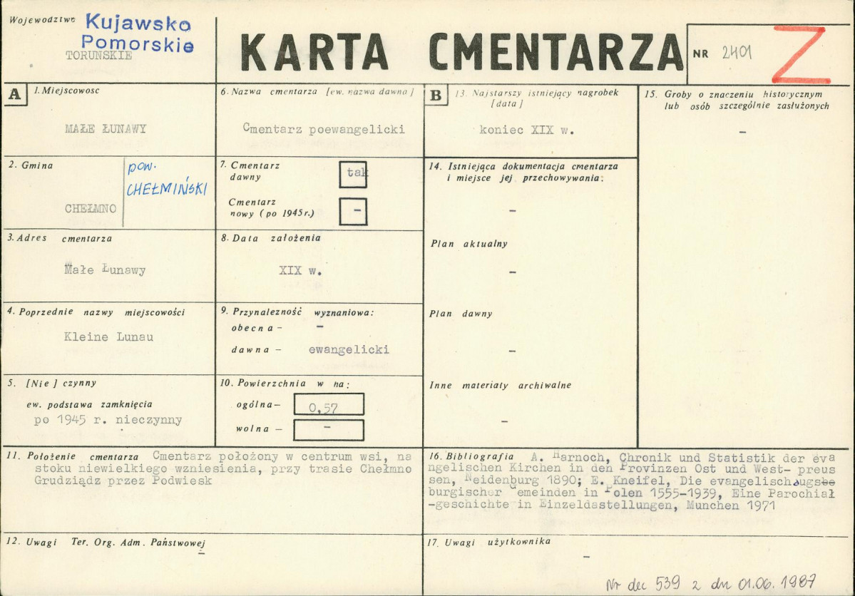 KC - Karta cmentarza, skan nr 1