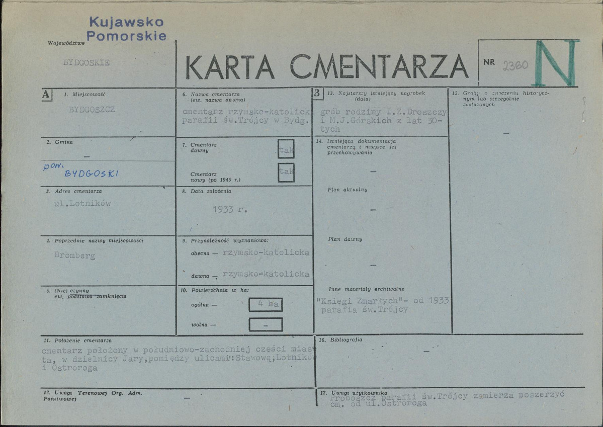 KC - Karta cmentarza, skan nr 1