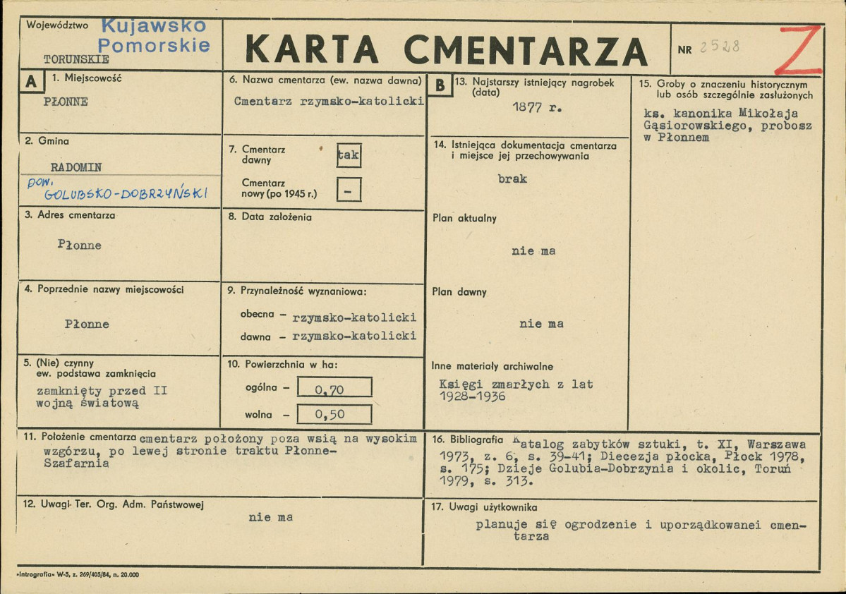 KC - Karta cmentarza, skan nr 1
