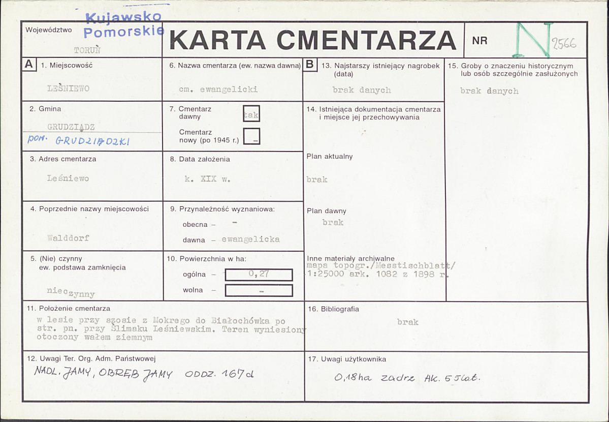 KC - Karta cmentarza, skan nr 1