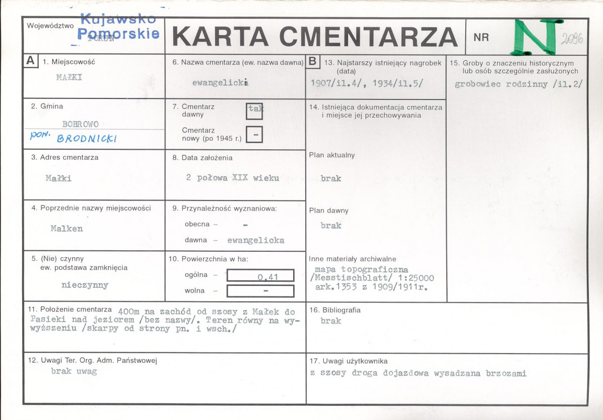 KC - Karta cmentarza, skan nr 1