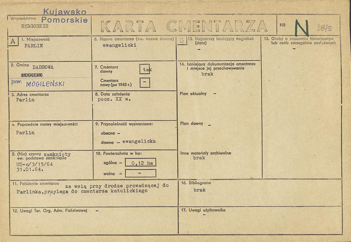 KC - Karta cmentarza, skan nr 1