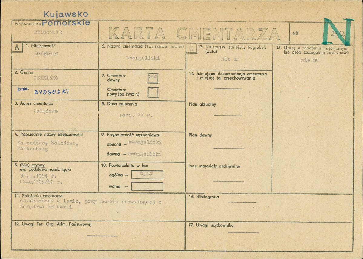 KC - Karta cmentarza, skan nr 1