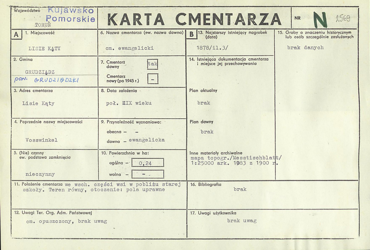 KC - Karta cmentarza, skan nr 1