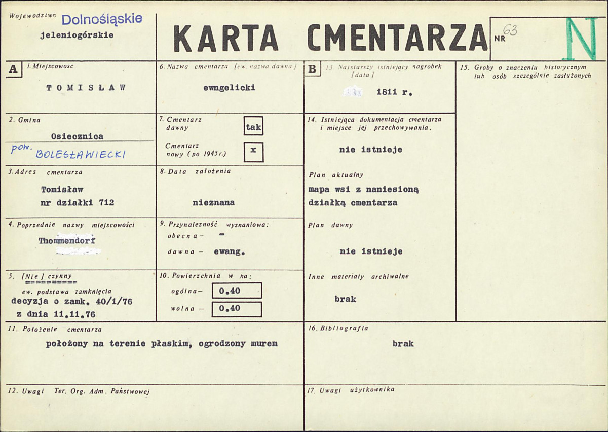 KC - Karta cmentarza, skan nr 1