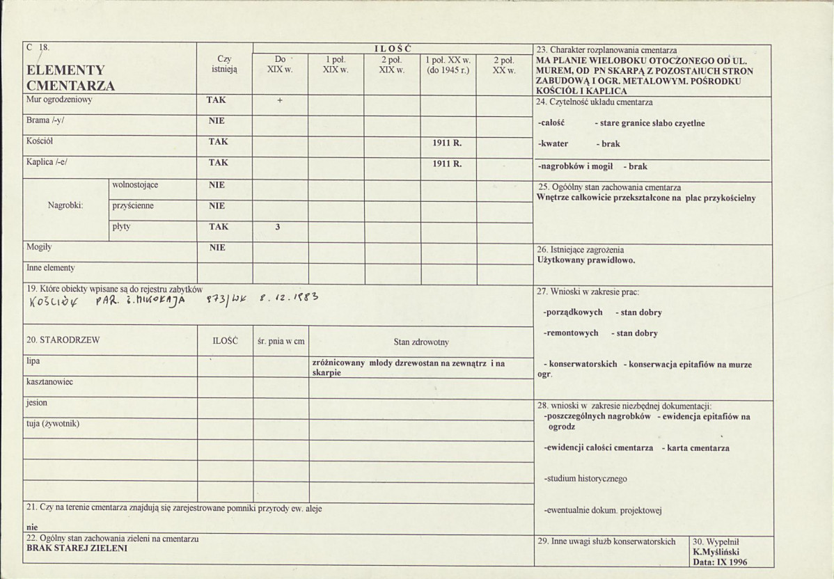 Karta cmentarza, skan nr 2