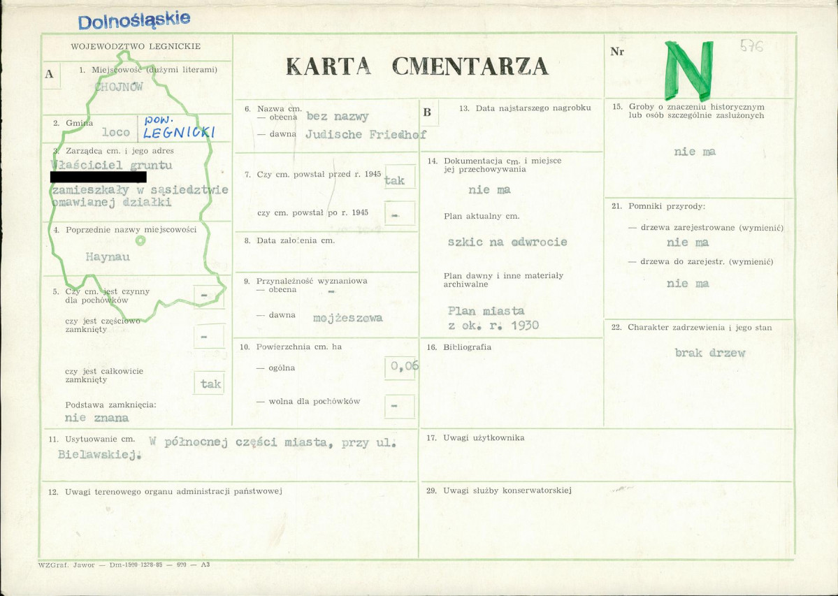 KC - Karta cmentarza, skan nr 1