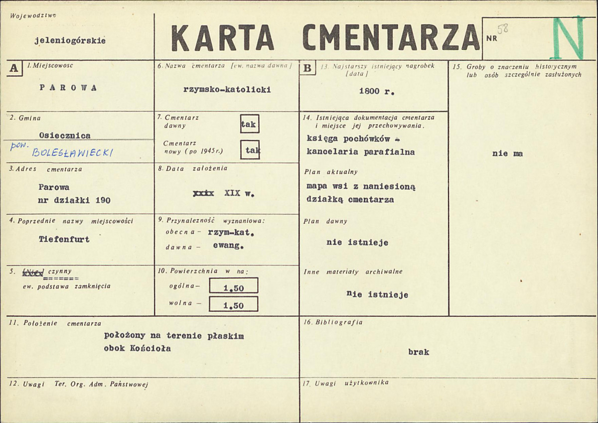 KC - Karta cmentarza, skan nr 1
