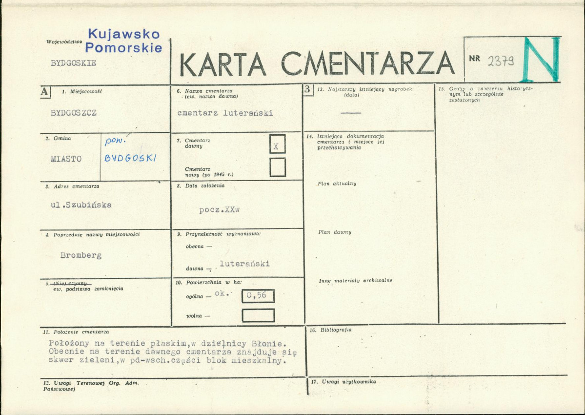 KC - Karta cmentarza, skan nr 1