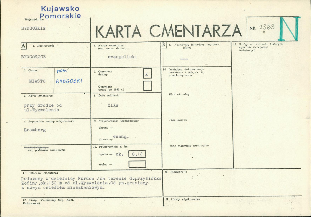 KC - Karta cmentarza, skan nr 1