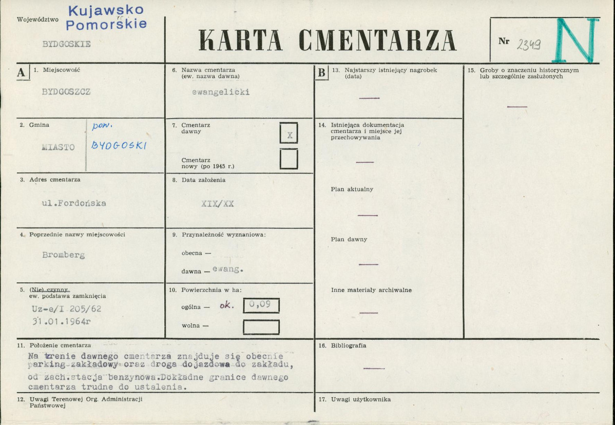 KC - Karta cmentarza, skan nr 1