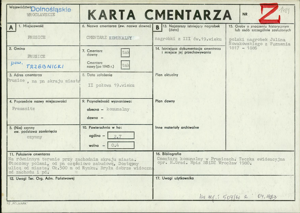 Karta cmentarza, skan nr 1
