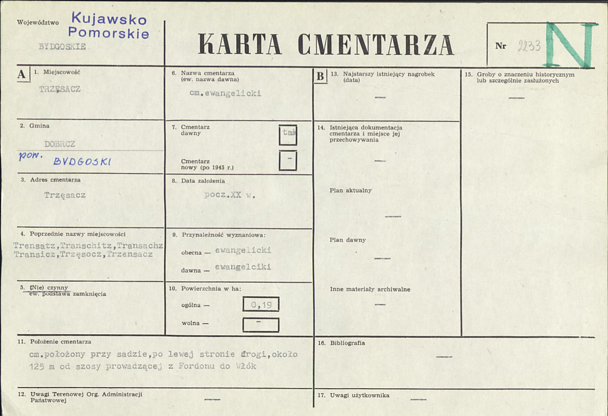 KC - Karta cmentarza, skan nr 1