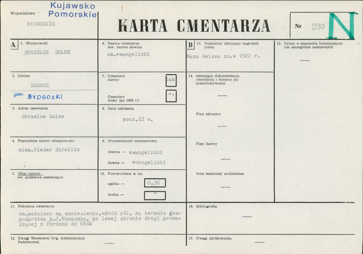 KC - Karta cmentarza, skan nr 1
