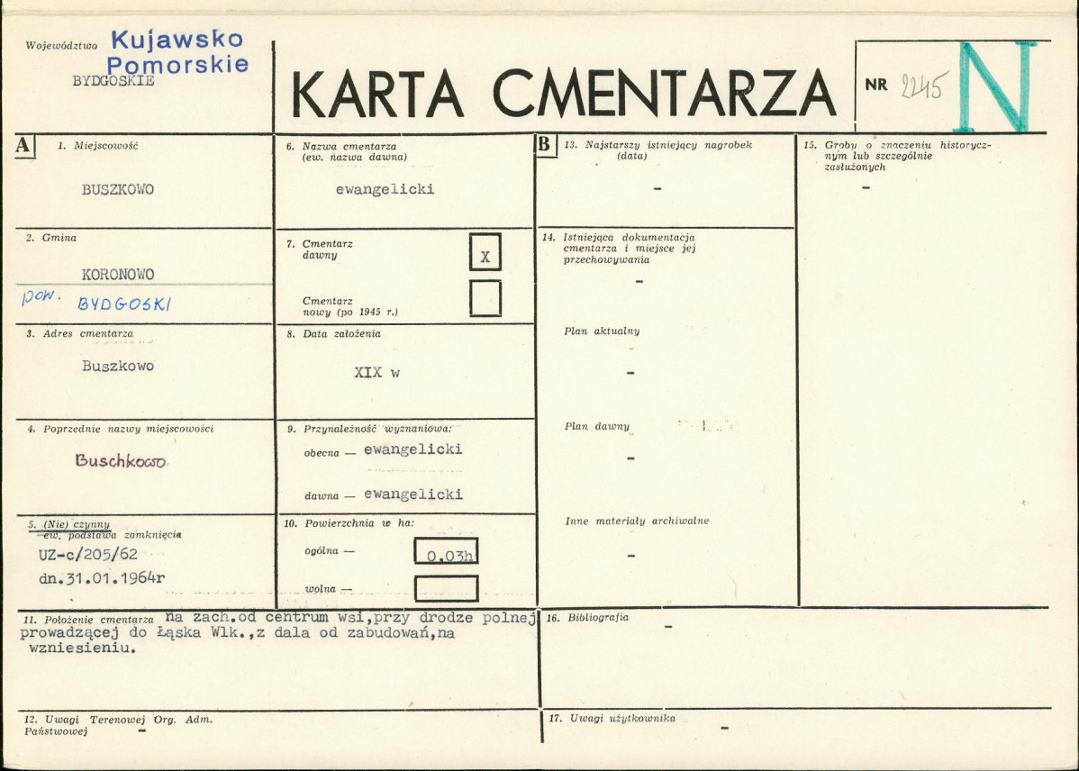 KC - Karta cmentarza, skan nr 1