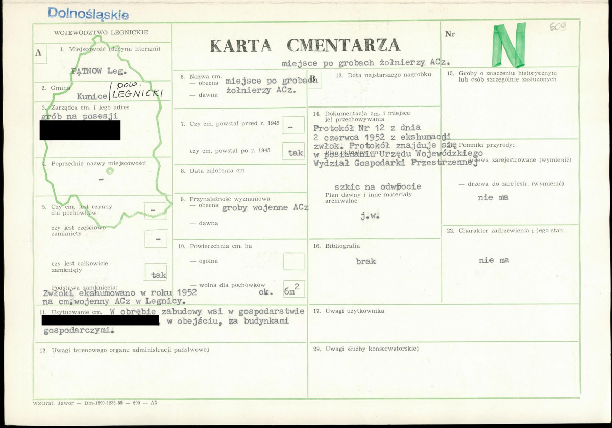 KC - Karta cmentarza, skan nr 1