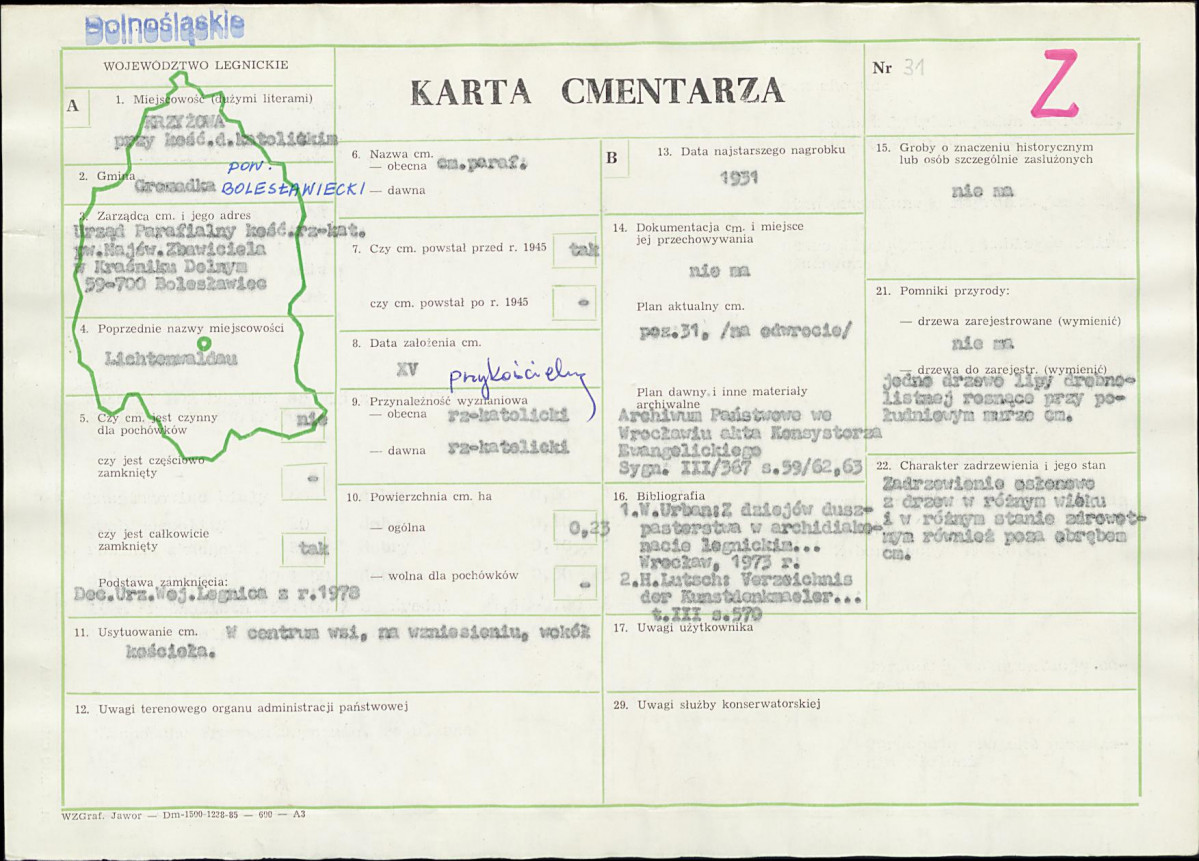 KC - Karta cmentarza, skan nr 1