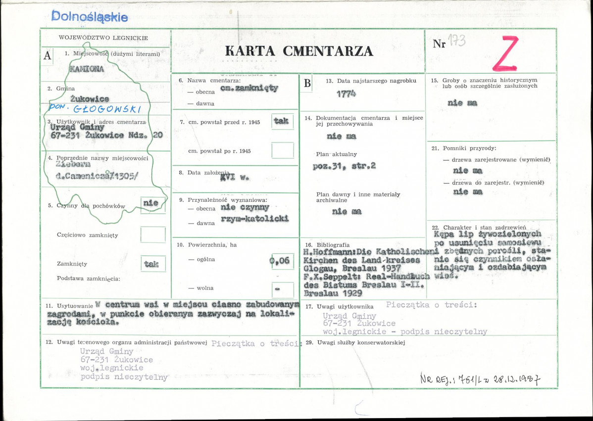 Karta cmentarza, skan nr 1