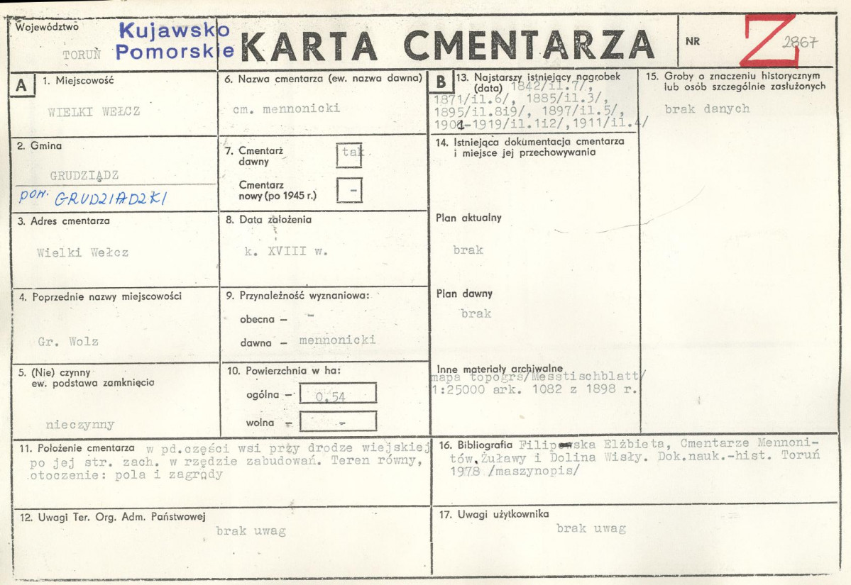 KC - Karta cmentarza, skan nr 1
