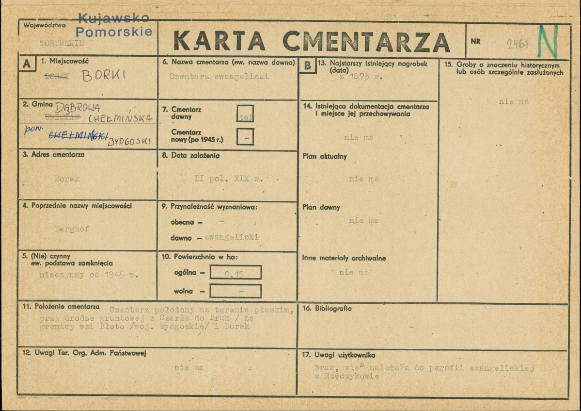 KC - Karta cmentarza, skan nr 1
