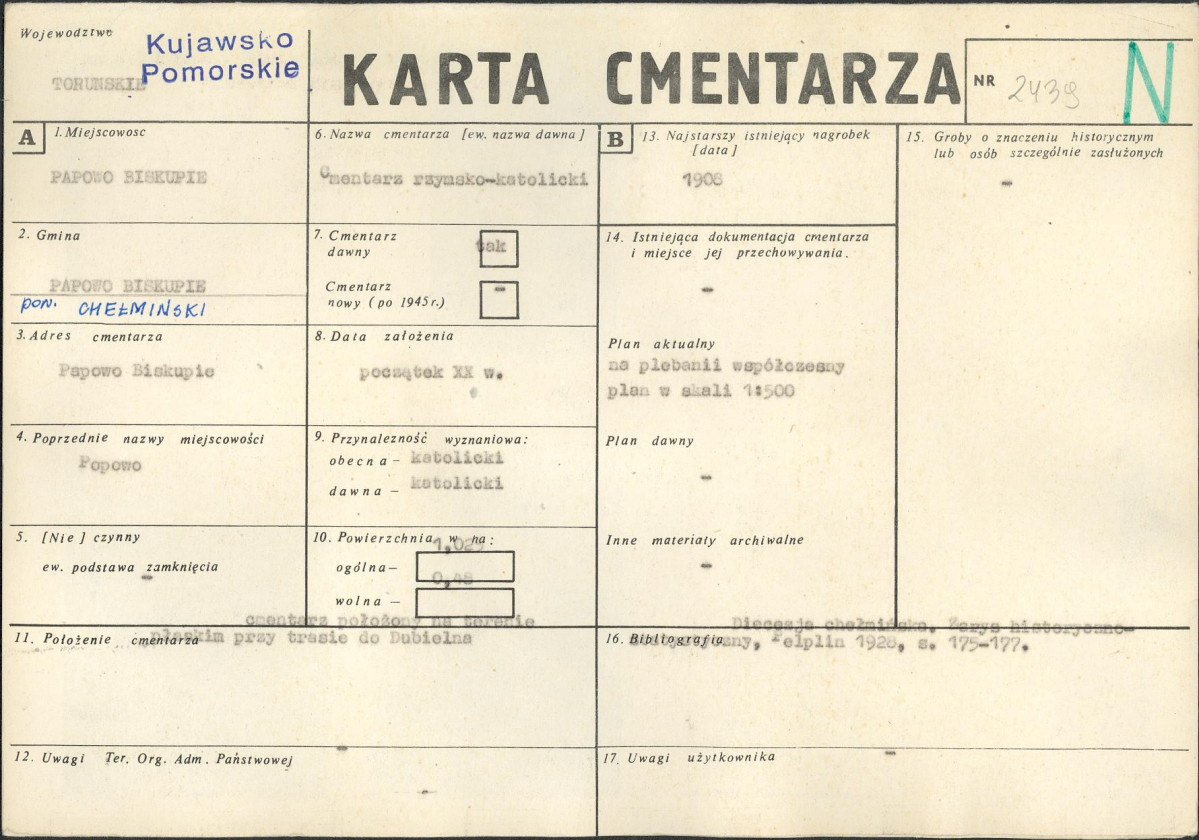 KC - Karta cmentarza, skan nr 1
