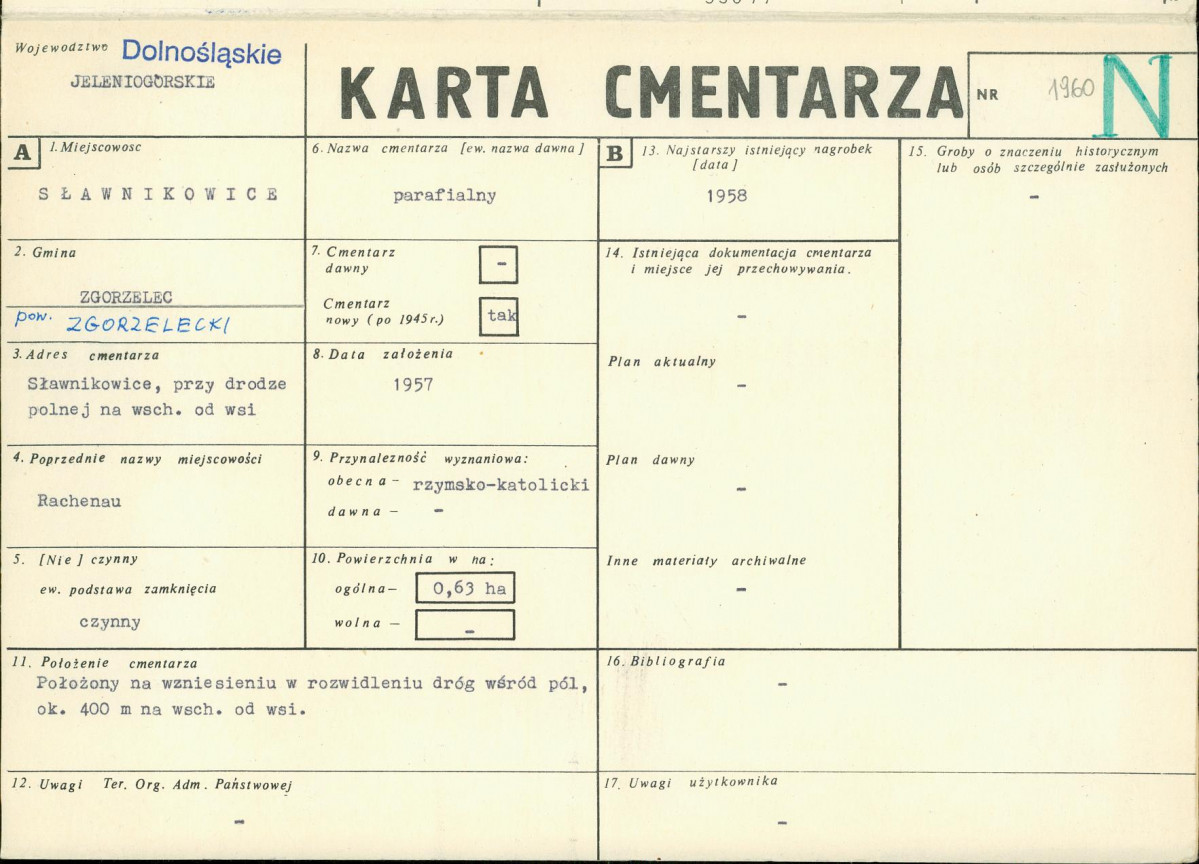 KC - Karta cmentarza, skan nr 1